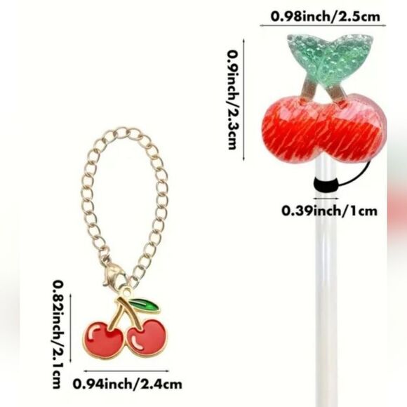 Cherry Tumbler Charm with Straw Topper - Picture 3 of 5